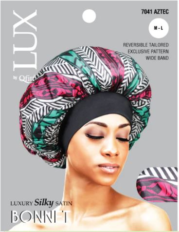 QFITT LUX bonnet, luxury silky bonnet, hair bonnet for sleeping, satin bonnet regular size, QFITT hair bonnet, protective sleep bonnet, frizz control bonnet, silky bonnet pattern